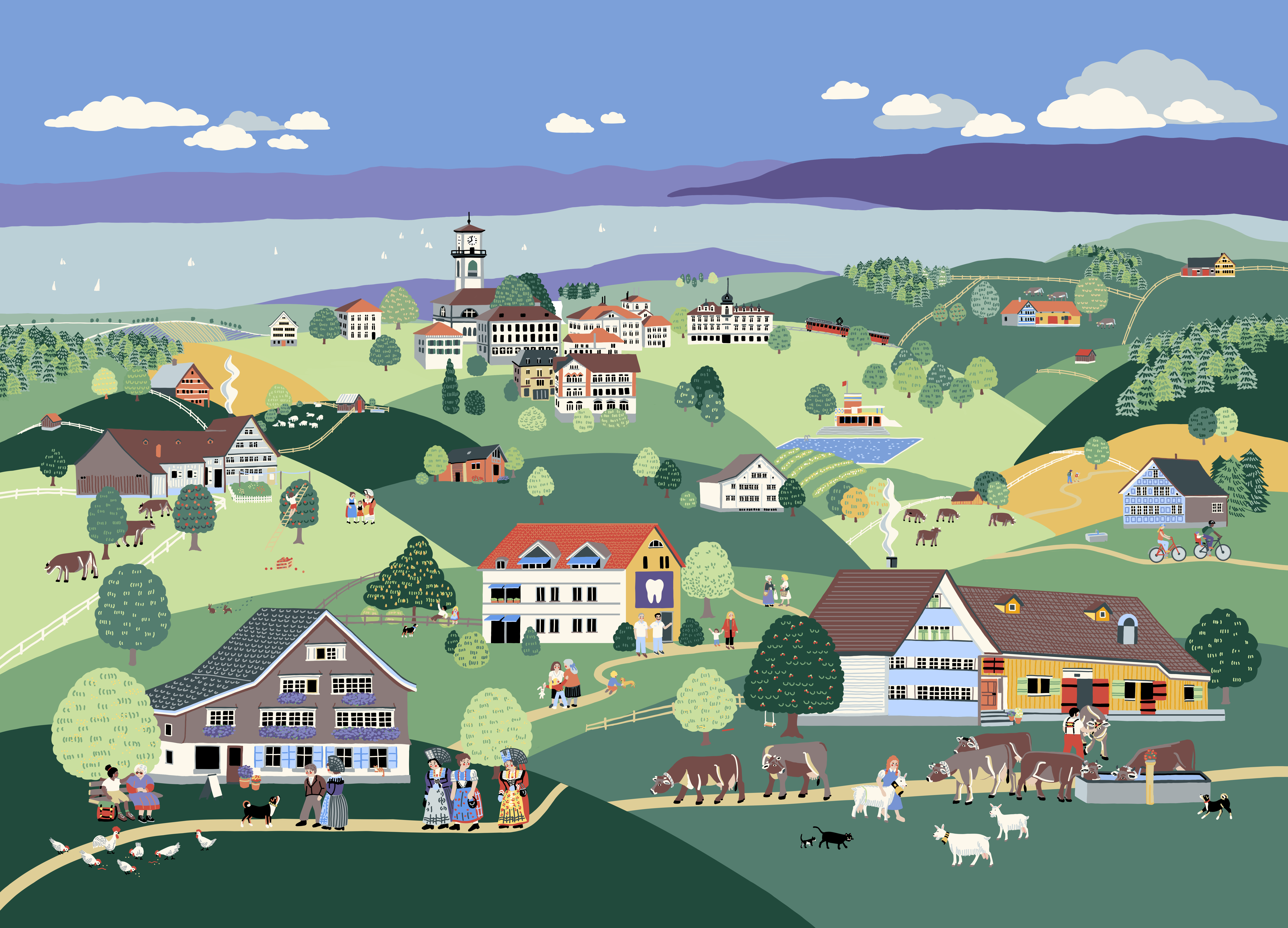 Bild mit Illustration der Praxis in Heiden im Stil der Naiven Malerei